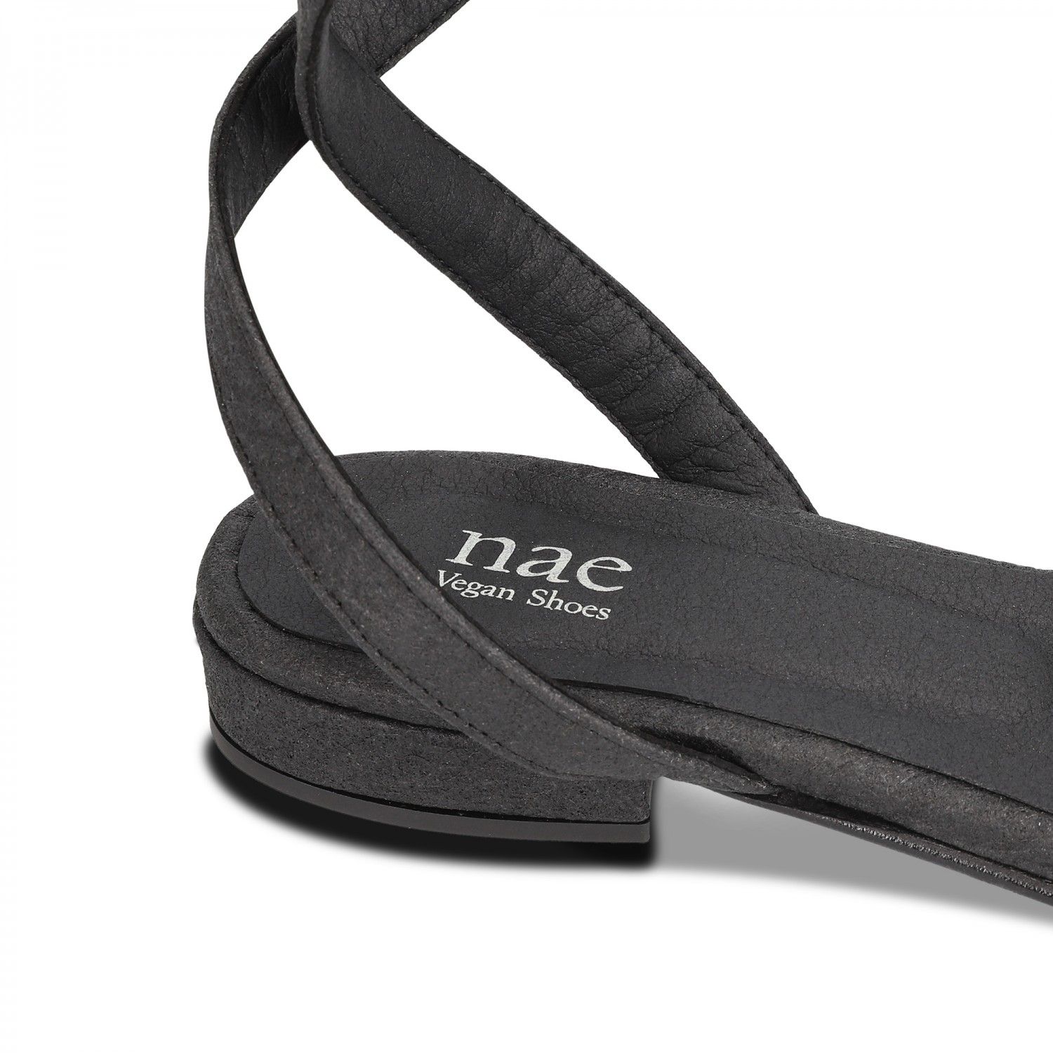 BASIL BLACK VEGAN SANDALS WITH ANKLE STRAPS