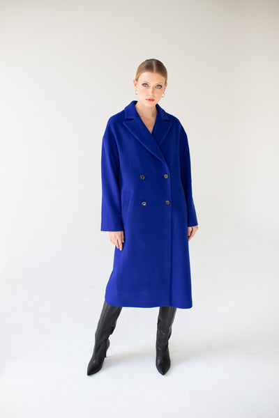 Double-breasted coat sapphire