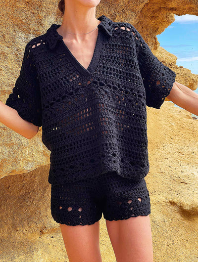 MIA Crochet Blouse Black
