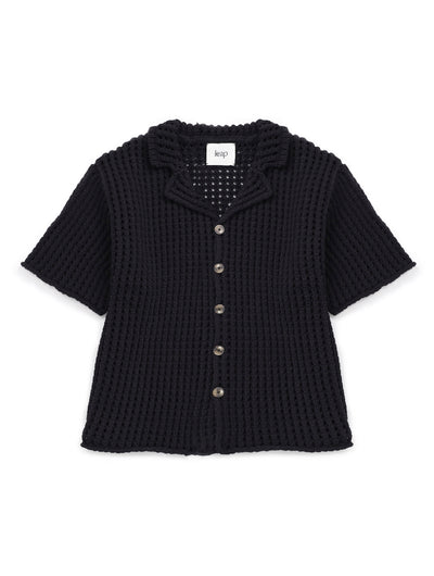 AMINA Open knit cardigan Black