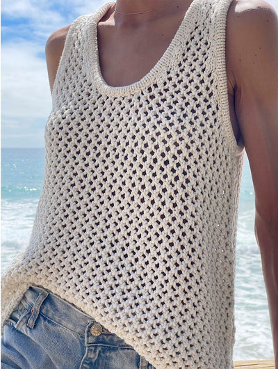 MONA Open knit top Ecru