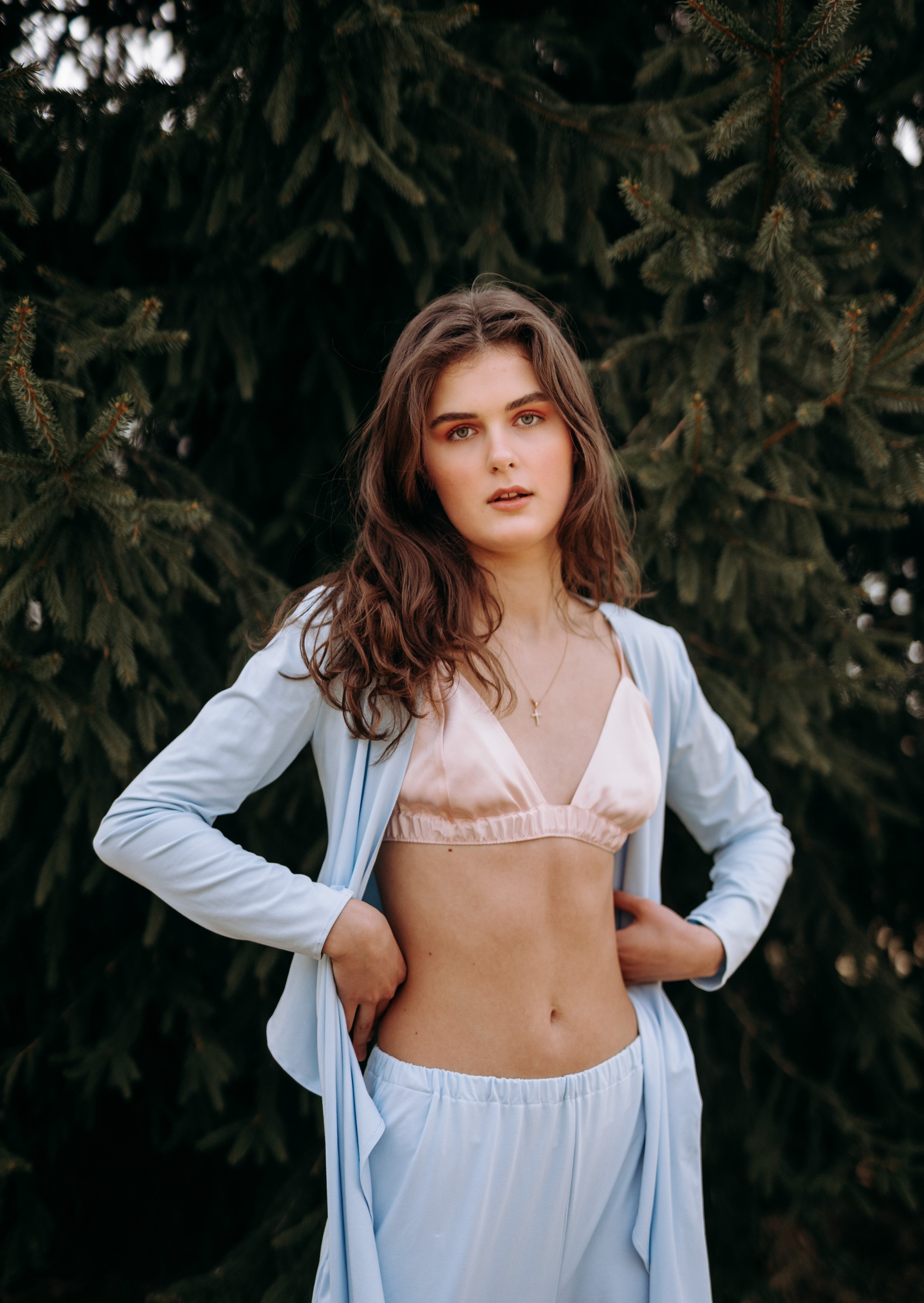 Sexy pure mulberry silk bralette - Pink