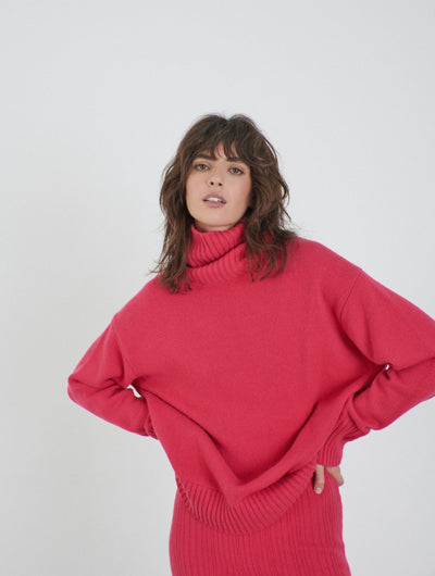 Ada Cashmere knitted turtleneck sweater Pink