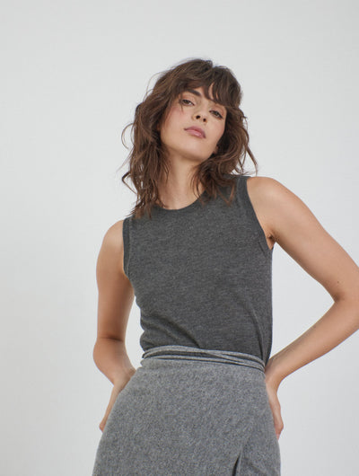 ALMA Cashmere knitted sleeveless top Grey
