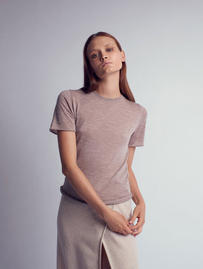 BELINDA Cashmere Knitted T-shirt Brown