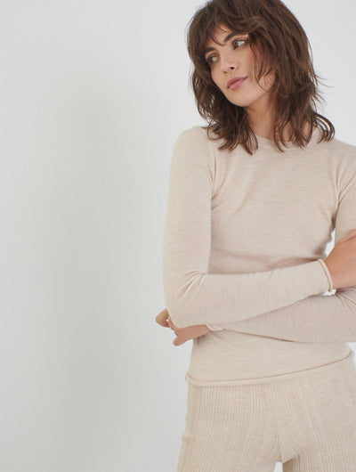 RITA Cashmere knitted crewneck top Ecru