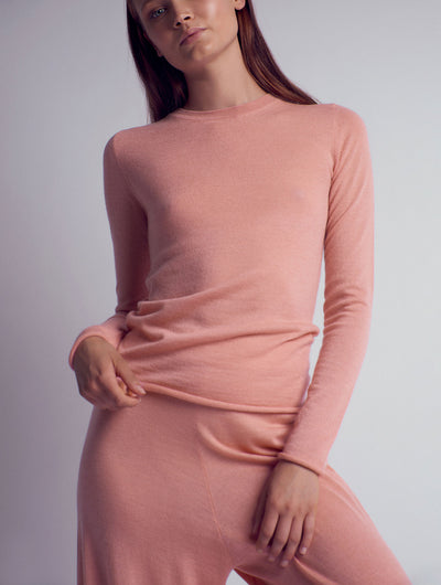 RITA Cashmere knitted crewneck top Salmon