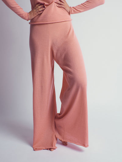 BERNA Cashmere knitted wide pants Salmon