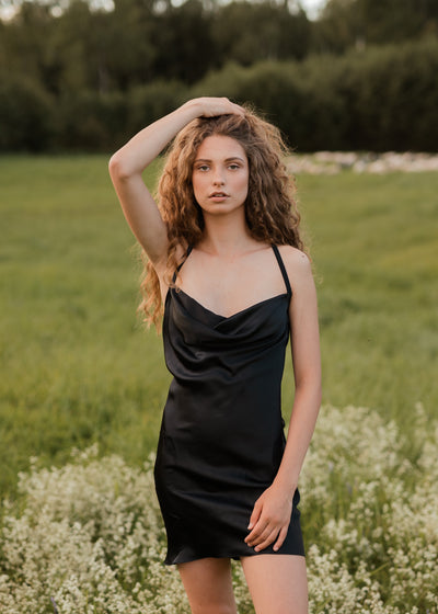 Pure silk slip mini dress