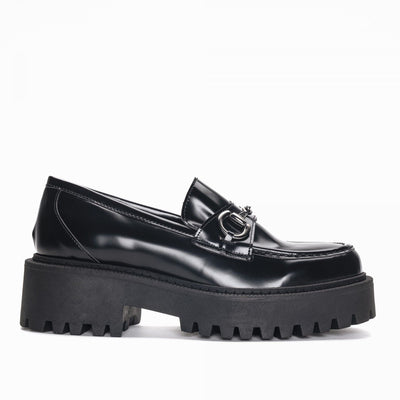 ANUK BLACK VEGAN LOAFER CHUNKY SOLE