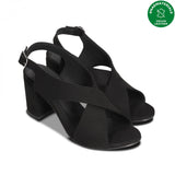 JASMIN BLACK VEGAN HEEL SANDALS WITH A BUCKLE