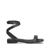 BASIL BLACK VEGAN SANDALS WITH ANKLE STRAPS