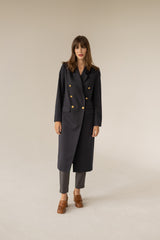 Trench with gold buttons navy blue