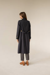 Trench with gold buttons navy blue