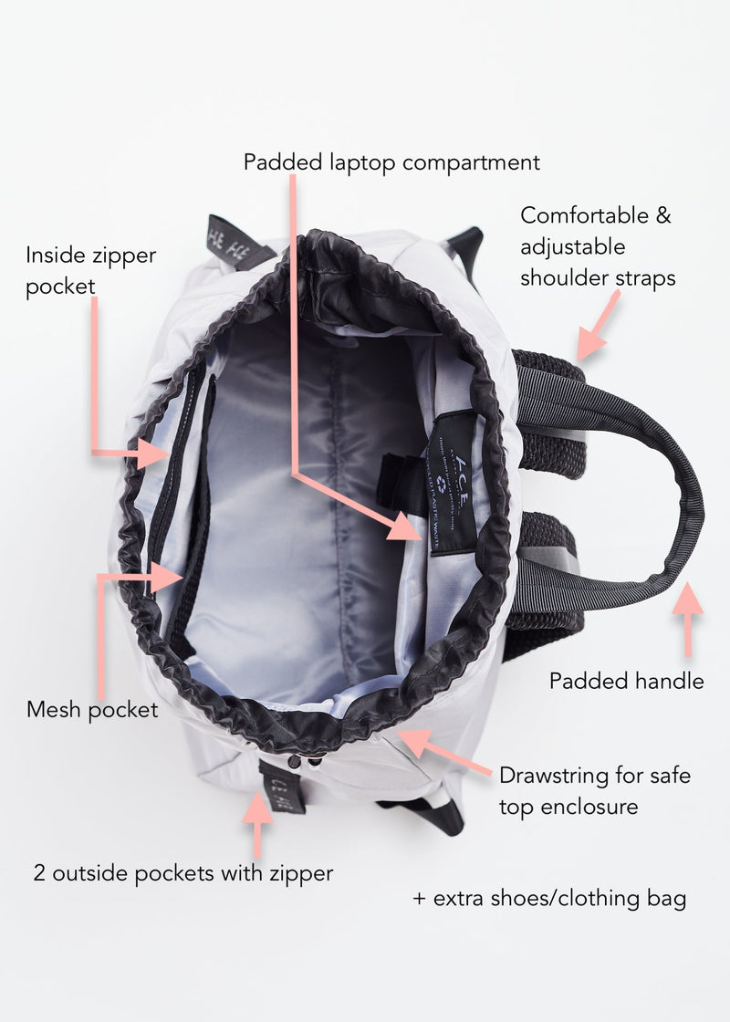 Light grey sustainable Econyl Backpack
