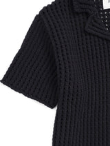 AMINA Open knit cardigan Black