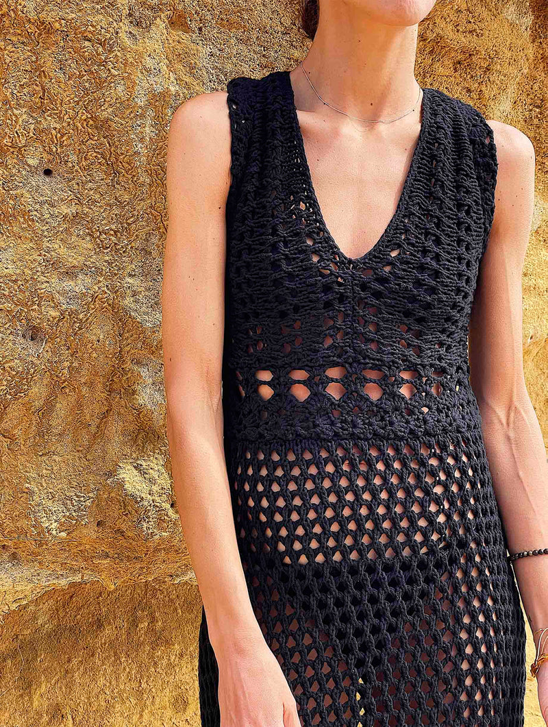 Leap Concept Sustainable NISA Hand Knitted Dress Black Leap Concept Sustainable NISA Hand Knitted Dress Black