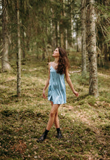 Comfy pure mulberry silk slip dress sky blue