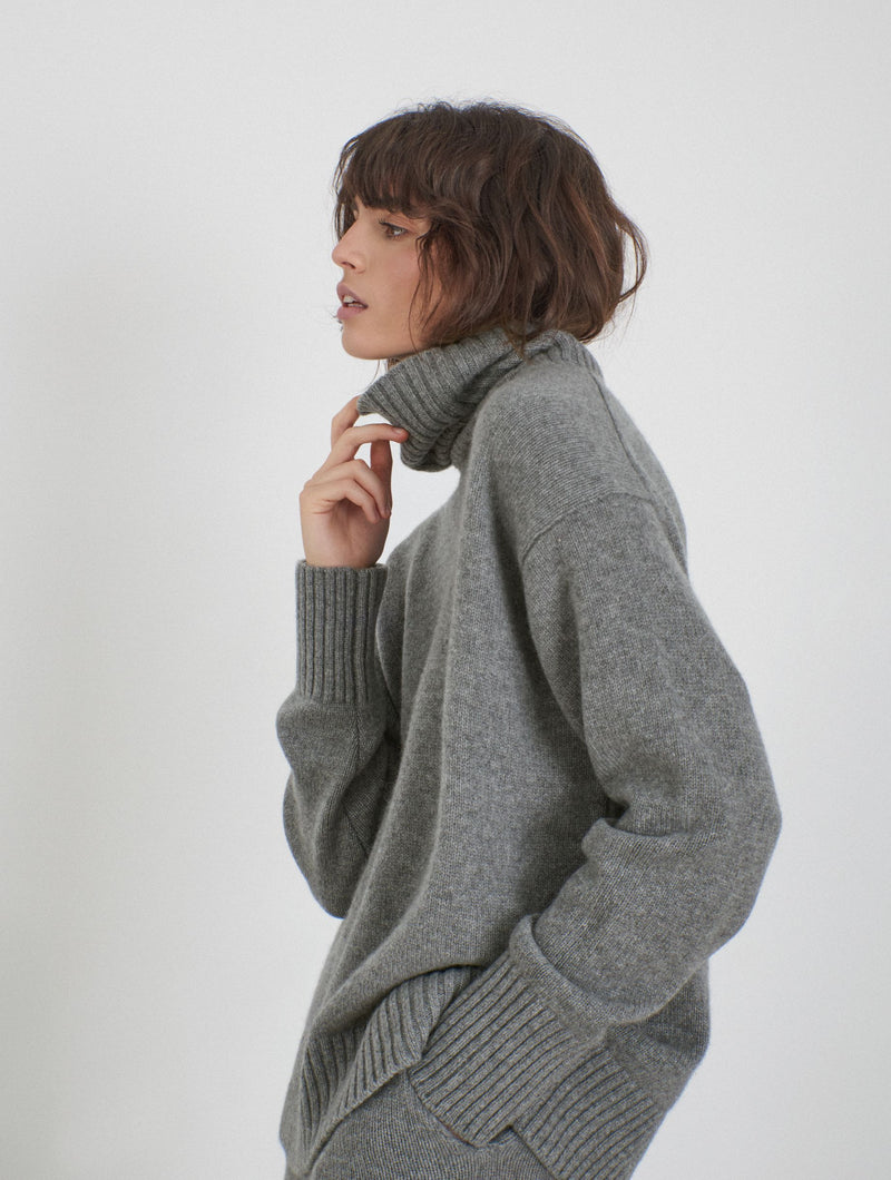 Ada Cashmere knitted turtleneck sweater Grey