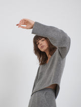 Cashmere knitted cropped sweater Grey