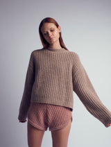 MAFALDA Cashmere knitted chunky sweater Brown