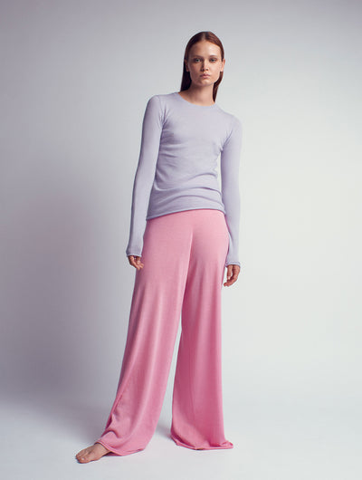 BERNA Cashmere knitted wide pants Pastel Pink