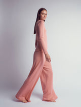 BERNA Cashmere knitted wide pants Salmon