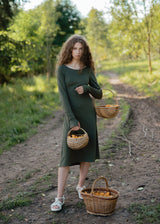 Moss green organic cotton dress